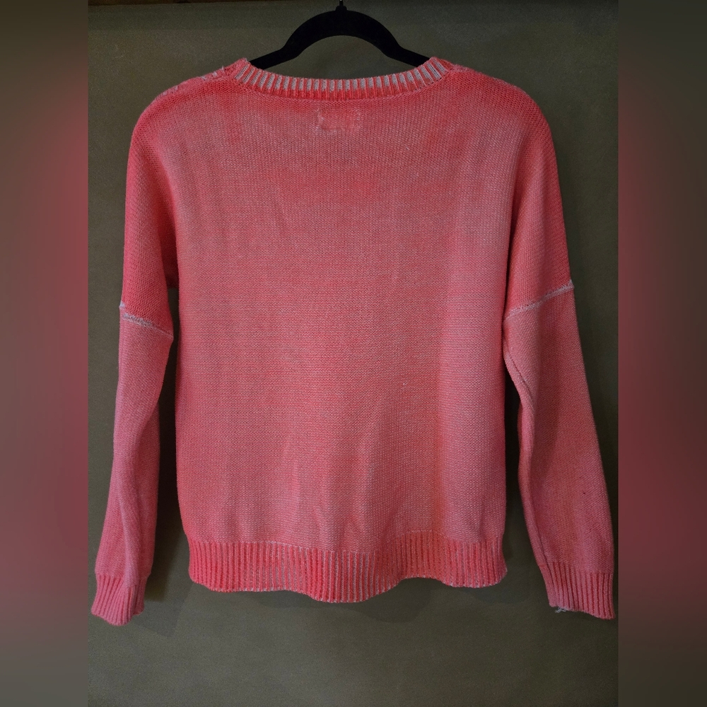Anthropologie Nümph | Cable Knit Sweater in Fluorescent Coral, Size S - Picture 3 of 8